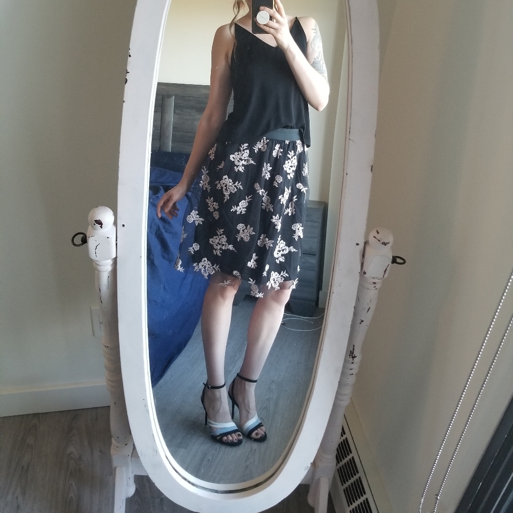 Tule + embroidery black skirt from Mandee